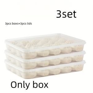 TEMU 뚜껑이 있는 대용량 크리스퍼 박스 3세트, 누수 방지 및 비틀림 방지 기능, 만두, 구운 고기, 케밥, 야채 준비용 보관함, 밀폐 저장 용기, 냉장고 및 전자레인지 사용 가능, 손세척 가능
