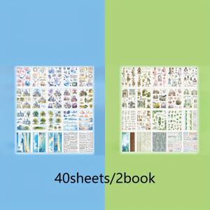 TEMU 2권 (전체 40장) 애완동물용 라이트 레트로 더블 투명 스티커 책, 콜라주 프래그먼트 시리즈, DIY 스크랩북 액세서리, 스크랩북 스티커, 콜라주 앨범, 쓰레기 일기장 장식, 휴대폰 케이스, 물병, 자동차 컵, 컴퓨터, 기타, 자전거, 스케이트보드, 수하물 일기장