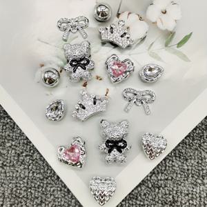 TEMU 14pcs 실버 베어 물방울 신발 장식 장식 블링 라인스톤 리본-노트 크라운 신발 장식 DIY 제거 가능한 인공 인조 비즈 신발 액세서리 다기능 하트 모양 신발 클립 여성용 샌들 슬라이드 슬리퍼 생일 파티 선물