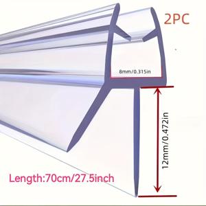TEMU 2pcs 샤워 도어 밀봉 스트립, 70cm/25.6inch 종이 상자 포장, 4/6/8/10/12mm 유리 도어에 적합, 욕실에서 건조 및 습식 분리 허용하는 이중 방수 구조