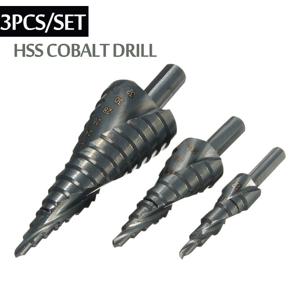 TEMU 3개/세트 4-32mm HSS 코발트 스텝 드릴 비트 세트, 금속용 고속 스테인리스 스파이럴 콘 삼각 섕크 홀 드릴