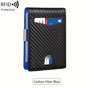 TEMU MIYIN 남성용 슬림 RFID 차단 양면 지갑 - 12카드 홀더 머니 클립, 카본 파이버, 블랙, 디자인, 전면 포켓 & 신분증 슬롯, 일상 사용에 적합한 컴팩트 & 스타일리시한 소형 지갑