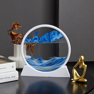 TEMU 3D 동적 모래 예술 - 유리 움직이는 모래 그림 원형 프레임 데스크탑 장식 사무실, 거실, 또는 입구용 - 교사 및 가정 장식, 사무실 장식에 완벽한 선물