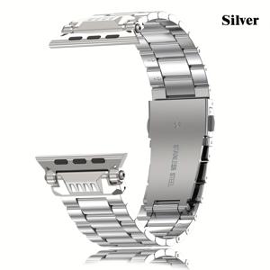 TEMU 스테인리스 스틸 밴드 - 애플워치 울트라 2/1 (49mm), 시리즈 10 (46mm), S9/8/7, 시리즈 6/5/4/SE (44mm 호환 | 남성용 럭셔리 메탈 스트랩