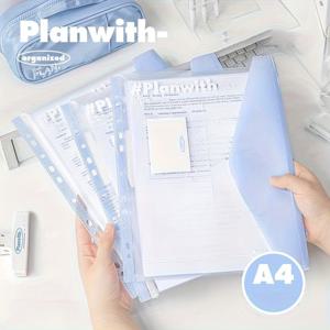 TEMU 3개/세트 A4 루즈리프 문서 가방, 플랜위드 PP 방수, 학생 시험 보관, 사무실 책상 정리, 학교 용품|방수가방