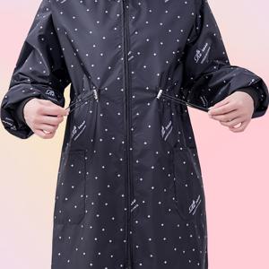 TEMU 알파벳 패턴, 지퍼 플랙, 조절 가능한 허리 끈, 측면 포켓이 있는 패션적인 긴팔 후드 재킷 - 폴리에스터, 봄/여름