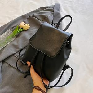 TEMU 조절 가능한 스트랩이 있는 빈티지 스타일 여성용 백팩 - 출퇴근 및 여행용 스타일리시한 블랙 데이팩, 소프트 쉘 디자인, 실용적인 포켓, 우아한 스티칭, 여행용 백팩
