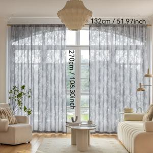 TEMU 2pcs 고급 꽃무늬 투명 커튼 - 농촌 꽃 디자인, 폴리에스터, 막대 포켓, 거실, 발코니, 식당, 침실, 연구실에 적합 - 현대 가정 장식, 모든 계절 사용, 거실용 커튼