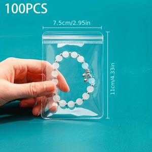 TEMU 100개 PVC 방산 보석 가방 두꺼운 보석 장식 DIY 보관용 투명한 밀봉 가방 가정용 재사용 가능한 휴일 파티 할로윈 크리스마스 새해 선물 포장 가방 소규모 사업에 적합, 겨울, 새해에 완벽함