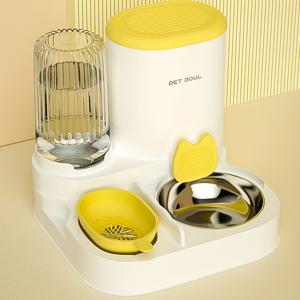TEMU 2-in-1 자동 고양이 급식기 및 물 디스펜서 세트, 스테인리스 스틸 그릇 포함 - 분리 가능, 세척 가능한 애완동물 급식 및 물 , 실내 고양이용, 비전기식, 쉬운 청소 디자인