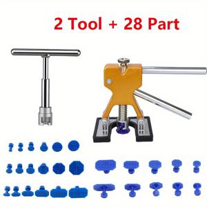 TEMU 페인트리스 덴트 수리 키트 30pcs 자동차 덴트 제거 도구 - ABS 플라스틱 내구성 소재, 골든 풀러 + T-형 짧은 풀러 포함, 차량용 작은 찌그러짐 제거