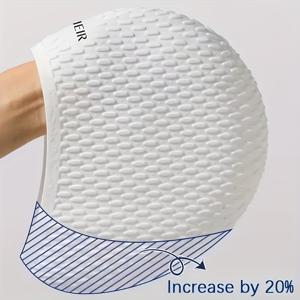 TEMU 1개 성인 물방울 수영모, 방수 실리콘 버블 캡, 큰 버클, 여성 긴 머리카락, 대형 버전 귀 보호대, 긴 머리카락 랩, 흰색, 여성용, 할로윈, 데이, 여성의 날, 어머니의 날, 추수감사절