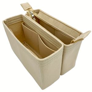 TEMU 2pcs 베이지 필트 지퍼 포장, 여성 핸드백용 휴대용 저장 가방 - 네오 노에 시리즈, 지갑 및 백팩 정리함, 카키 핸드백 정리함