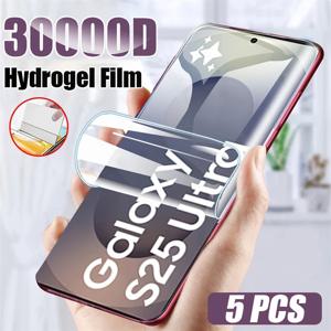 TEMU 갤럭시 S25 S24 S23 울트라 플러스 S21 S20 FE S10 노트 10 20 울트라 A56 A55 A54 A52 5G A16 S23+ S22+ S21+용 5개입 HD 하이드로겔 필름, 지문 잠금 해제 기능, 소프트 스크린 보호 필름, 전체 커버리지