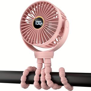 TEMU MISFANS 휴대용 미니 배터리 전원 팬, 360° 회전, 3단 속도, 충전식 2000mAh 리튬 배터리, USB 충전, 터치 제어 - 자동차 시트, 자전거, 달리기에 적합 - 핑크 및 블랙 옵션, 자전거 액세서리