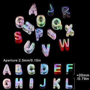 TEMU 20개 20mm 무지개색 아크릴 알파벳 비즈 - 주얼리 만들기, DIY 공예용 투명 문자 비즈, 팔찌, 목걸이, 귀걸이 및 액세서리용, 유니크한 비즈, 반투명 공예 재료