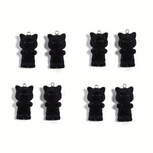 TEMU 8pcs 귀여운 3D 블랙 고양이 레진 패널, DIY 귀걸이 키체인 보석 만들기 액세서리용 만화 동물 주문