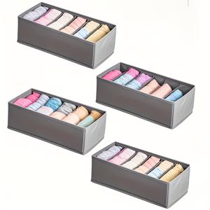 TEMU 4pcs 오픈 스토리지 상자, 속옷, 양말, 브라용 접이식 구획이 있는 다기능 비직조 직물 서랍 정리함, 가정 정리, 옷장 보관 솔루션|접이식 정리함|텍스처된 표면, 옷장 정리함 및 보관