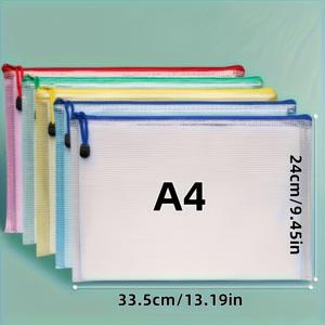 TEMU 5개 세트 - A4/A3 사이즈 폴더, 다색상 투명 PVC 파일 가방, 표준 크기, 문서 및 잡동사니 보관용, 학교 사무실 정리용