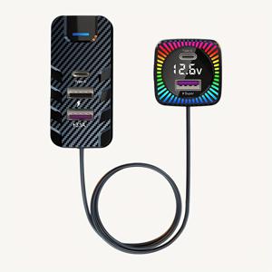 TEMU 12-24V 고속 충전기 슈퍼 고속 충전 3 USB-A 및 2 Type-C 포트, 1.5m 확장 가능한 케이블, LED 디스플레이 - 스마트폰 및 태블릿에 이상적, 여행용 휴대용 충전기, 기술 액세서리|다양한 충전|LED 지시자, 자동차용 USB 충전기, 배터리 없음