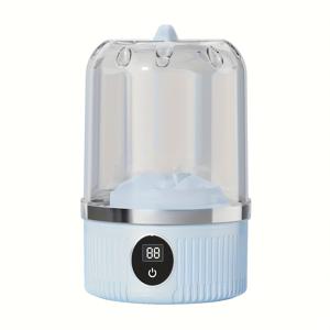 TEMU USB 충전식 미니 속옷 세탁기 - 휴대용 여행 및 가정용, 손세탁 불필요, 여성과 가족을 위한 완벽한 선물 (화이트 & 블루), 현대적인 디자인, 간편 조작 패널, 공간 절약형, 내구성 강함, 소형 거주 공간에 적합