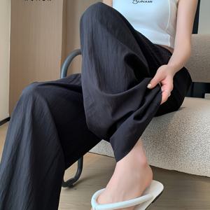 TEMU 미안지 여성용 비스코스 와이드 레그 팬츠 - 탄력 있는 하이웨스트 릴랙스 핏, 솔리드 컬러 통기성 바지 포켓 포함 봄 여름 가을 캐주얼 여행 & 일상복, 레그 디자인, 고품질 스티칭, 다재다능한 바텀, 편안한 의류, 스타일, 내구성 있는 구조, 편안함 추구자|냉장고바지|바지|여름바지
