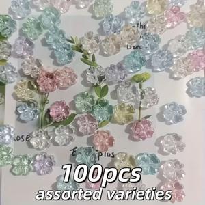 TEMU 100개 클로버 비즈, 행운의 팔찌, 핸드메이드 액세서리, 플로럴 목걸이 및 귀걸이 DIY 주얼리 만들기 재료 세트