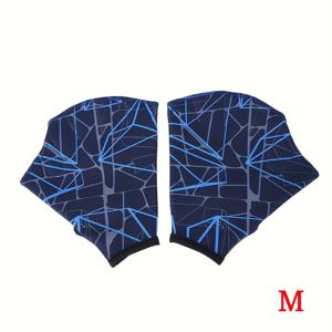 TEMU 1쌍 수영 핀 - 생동감 있는 기하학적 패턴, 손가락 사이의 손가락 패들 S/M/L 사이즈로 향상된 그립감 - 다이빙, 스노클링 및 서핑에 이상적 - 튼튼한 나일론/고무 혼방, 서핑 |기하학적 패턴 장갑|고급 수중 장비