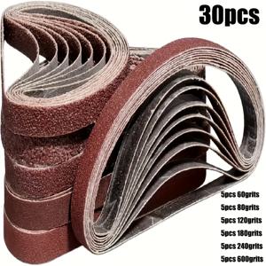 TEMU 30-팩 알루미늄 산화물 샌딩 벨트, 60/80/120/150/180/240/500 그릿, 종이 재질, 목재 샌딩 및 레벨링용