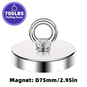 TEMU 1pc 대형 75mm 직경 Ndfe 자석, 강원도 강수리, 구조, 자성 낚시용 - 내구성이 뛰어난 금속, 가정, 주방, 실내/실외 및 산업용으로 이상적, 실내/실외 자석|원형 자석|내구성이 뛰어난 금속, 자성 낚시