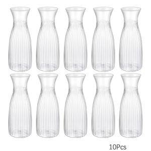 TEMU 다양한 부케 및 DIY 장식용 투명 줄무늬 플라스틱 화병 팩 10개 세트, 테이블 설정, 결혼식, 홈, 저녁 식사용 꽃 장식 용품