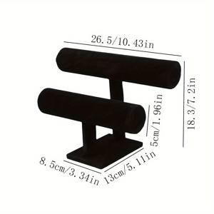 TEMU 1개 블랙 듀얼-티어 스크래치 방지 주얼리 오거나이저 스탠드 - 팔찌, 목걸이, 시계 등 대용량 - 남녀 공용 장식 요소가 있는 다용도 디스플레이 랙, 주얼리 오거나이저 수납