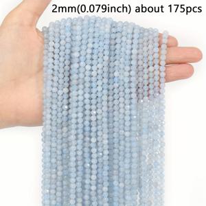 TEMU 2/3/4Mm 면상 자연 아쿠아마린 스톤 비즈 루즈 비즈 매력 Diy 주얼리 만들기 작은 비즈 작업 팔찌 도매