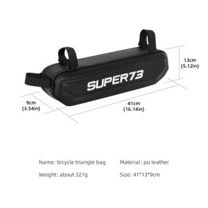 TEMU BUCKLOS Super73 전기 자전거 안장 가방 - 조절 가능한 블랙 PU 보관 가방, 메인 프레임과 결합하여 컴팩트한 디자인, 안전한 스트랩 & 지퍼 클로저, 자전거 가방|전기자전거