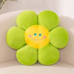 TEMU Akkun Smile Face 플러시 무지개 베개, 13.78인치 귀여운 꽃 모양 폴리에스테르 비직조 직물 던지기 베개, 침실 거실 장식용 부드러운 장식 바닥 베개
