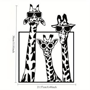 TEMU 3D 기린 금속 벽 예술 - 안경이 있는 재미있는 긴 목 기린 디자인, 침실, 거실, 복도, 또는 야외 장식에 이상적, 독특한 동물 홈 장식 선물, 거실 예술 | 현대 벽 장식 | 세부 텍스처, 기린 장식