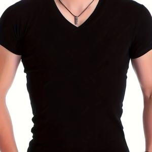 TEMU 남성용 경량 스트레치 V넥 캐주얼 티셔츠 - 폴리에스터 95%, 엘라스테인 5%, 통기성 원단 180gsm, 레귤러 핏 단색 반팔 티, 봄 여름 캐주얼 의상