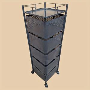 TEMU 3/4/5-Tier 금속 롤링 주방 카트, 사각형 오픈 스토리지 랙, 다기능 주최자, 조립 필요 없음, 전기 사용 없음, 내구성 있는 캐스트 아이언 구조, 주방 필수품에 쉽게 액세스할 수 있는 공간 절약형 디자인, 현대적인 주방 카트, 튼튼한 금속 프레임, 주방 주최자 및 보관
