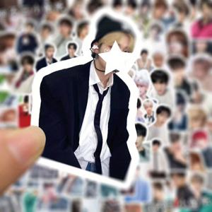 TEMU 60pcs 한국 웨이브 TXT 스티커 세트 - 매트 PVC, 비정형 모양, 랩 싱어 디자인, 방수 및 방습, DIY 공예, 스케치북, 컴퓨터, 선물 포장에 완벽한, 팬 및 창작 프로젝트에 이상적