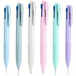 TEMU 6개 다색 볼펜 0.5mm, 4-IN-1 컬러 펜, 미세한 포인트 리트랙터블 귀여운 간호사 펜, 학교, 학생, 간호사 메모 작성, 쓰기, 사무용품을 위한 4색 펜