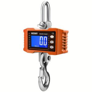 TEMU RESHY LCD 백라이트가 있는 헤비듀티 디지털 행잉 스케일, 2200lbs/1000kg 용량, 정밀 건축, 단위 변환 (kg/lbs), 데이터 보존, 비충전식 AA 배터리 구동, 오렌지색 - 건설, 여행, 시장, 낚시, 여행용 스케일에 이상적 | 산업 디자인 | 견고한 스케일