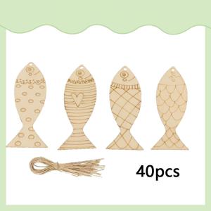 TEMU 40개 DIY 나무 물고기 모양 세트 - 다양한 공예품 페인팅, 해양 생물 테마 파티 장식, 크리스마스, 새해, 데이, 부활절, 추수감사절, 생일, 결혼식, 가정 및 실외 장식에 이상적, 4가지 스타일, 전기 불필요