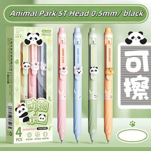 TEMU 4개의 0.5mm 팁 지울 수 있는 젤 펜, 지울 수 있는 볼펜, 지우개, 학습 용품, 사무 용품, 파란색과 검은색 잉크의 초극세 수납식 펜 - 빠르게 마르는 플라스틱 재질.