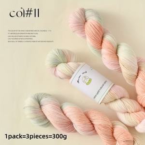 TEMU 3개 세트, 그라데이션 울 원단, 손으로 염색된 원단, 아름다운 원단, 스웨터 짜기, 숄 크로셰 등, 수제 원단.