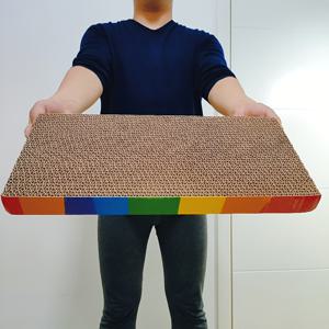 TEMU 내구성 있는 골판지 고양이 스크래치 보드 1개 - 실내용 3-in-1 놀이, 긁기 및 휴식 디자인, 줄무늬 & 무지개 패턴, 정신 자극과 운동을 위한 허브 함유 애완동물 플레이 영역 | 재미있는 디자인 | 골판지 카드보드, 고양이 스크래쳐