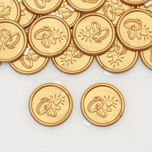 TEMU 30개 반지 & 하트 디자인 왁스 씰 스티커 세트 - 결혼식 초대장, 선물 포장, DIY 공예용 자체 접착 핑크 크래프트 스티커 - 우아한 봉투 장식, 초대장 제작 | 장식용 인감 | 자체 접착 인감, 공예용 스티커|실링왁스