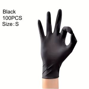 TEMU 100pcs 블랙 일회용 니트릴 장갑 - 내구성, 먼지 방지, 라텍스 프리 가정 청소, 헤어 및 손톱 관리, 미용실 - 파우더 프리, 양손 사용 가능, 실내 및 실외 사용에 이상적, 미용실 장갑|디스크рет 니트릴|내구성 니트릴 장갑