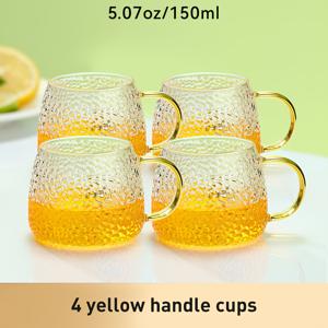TEMU 150ml/5.07oz, 4가지 색상 일본 스타일 내열 유리 찻잔, 고온 저항 고품질 보로실리케이트 글라스 핸들 티 머그컵