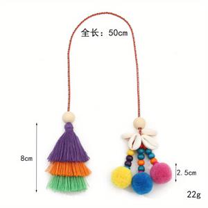 TEMU 1pc의 가방 차림, 섬 스타일, 손수 제작 DIY 짠 폼 폼, 조개, 3층 태슬, 자동차 키 체인으로 완벽, 여성의 일상 휴가 의류에 적합합니다.