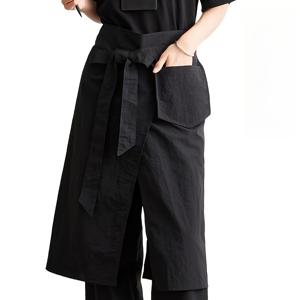 TEMU 조리용 조절 가능한 허리끈과 가슴 주머니가 있는 1개의 경량 폴리에스터 앞치마 - 반장/허벅지 길이 옵션, 남녀공용 디자인 (블랙 & 올리브 그린), 바비큐 필수품, 스타일리시한 분할 디자인, 전면 포켓 기능